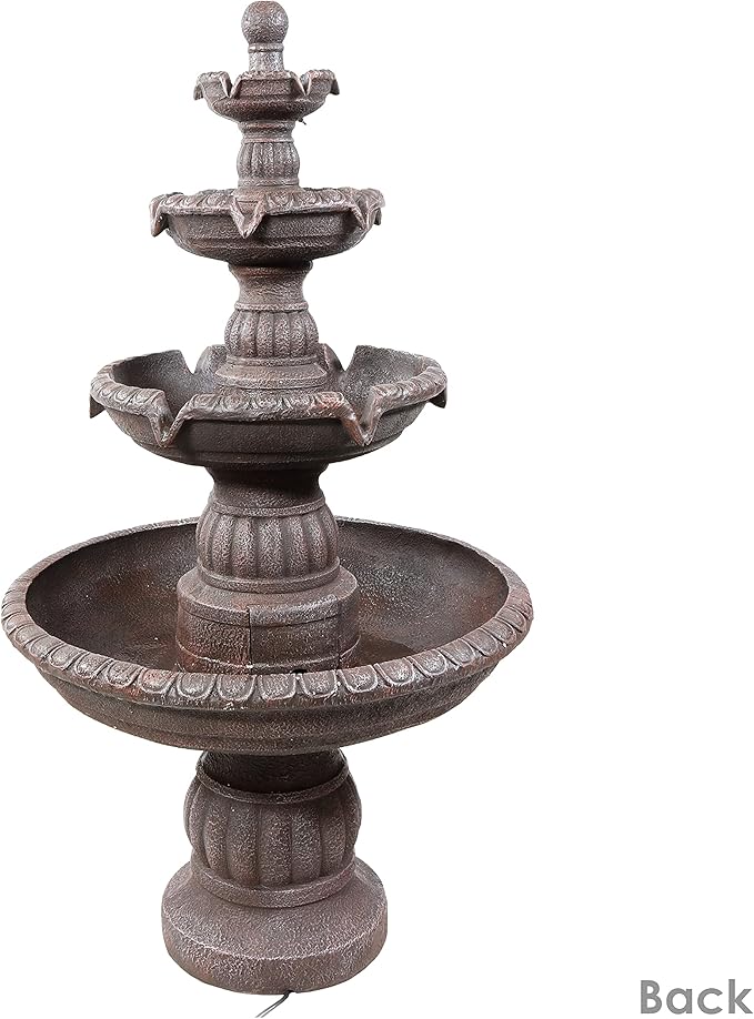 Sunnydaze Mediterranean 49-Inch 4-Tier Outdoor Water Fountain with Electric Submersible Pump for Garden, Patio, or Yard