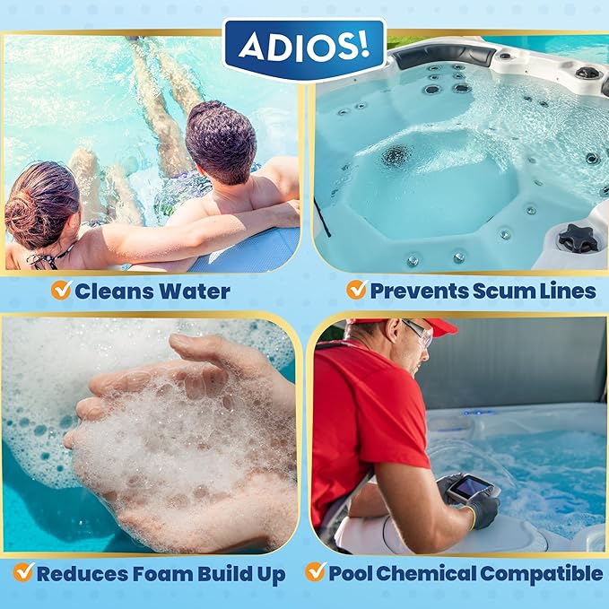 3-in-1 Hot Tub Cleaner Clarifies Water, Prevents Scum, Removes Foam and Stops Odors - 32oz (Quart)