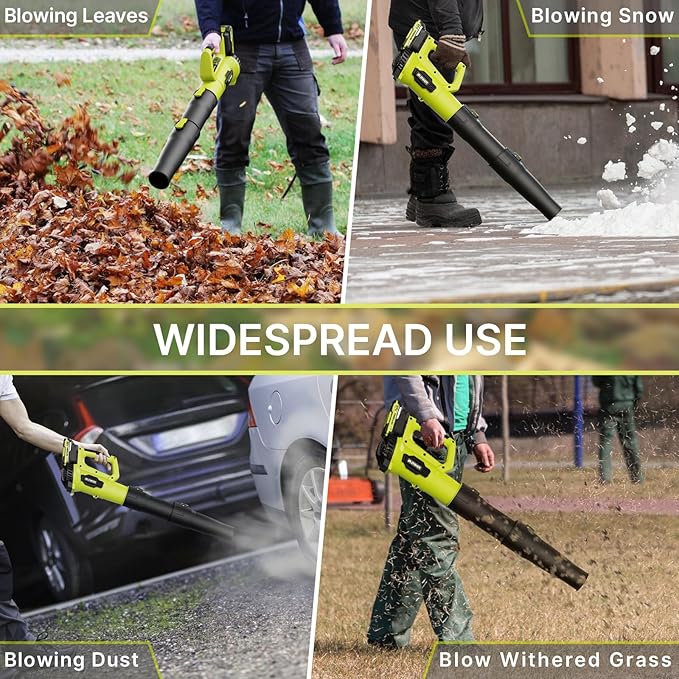 Leaf Blower, 21V Cordless Electric Blower with 2 2.0Ah Batteries and 1 Hour Fast Charger, Lightweight Leaf Blower for Patio Cleaning, Lawn Care, Blowing Fallen Leaves and Dust, etc.