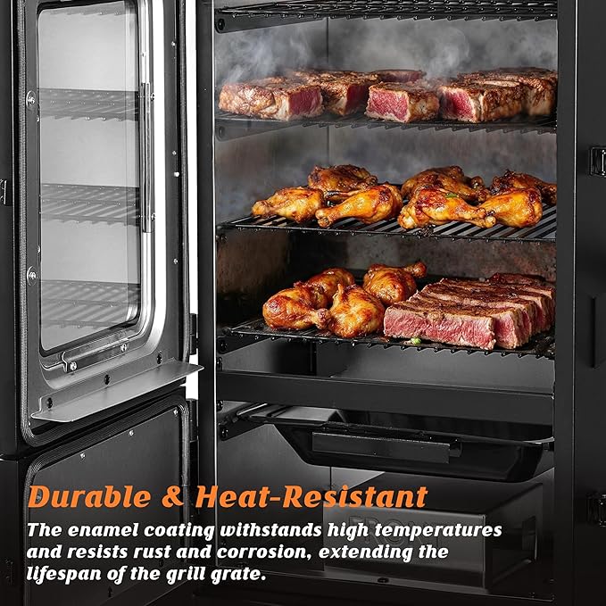 Wood Pellet Smoker with Rainproof Soft Cover, Vertical Electric Pellet Smoker Grill With Hook Meat Probe 616 Sq in Cooking Area LED Display Temperature Control, Pellet Blac