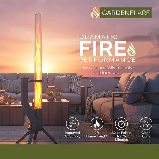 Smokeless Fire Pit - Outdoor Wood Pellet Fire Tube Stainless Steel firepit for Ambience Fire on Your Backyard, Patio, Porch & Garden (Matte Black, Classic)