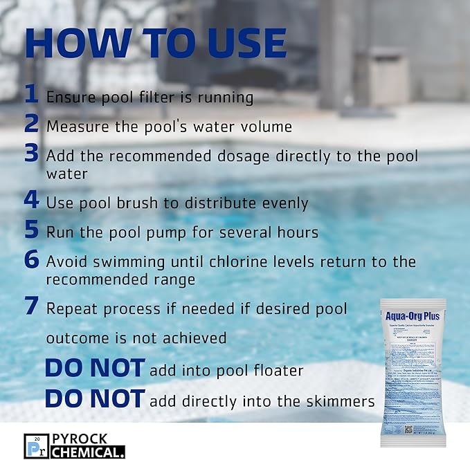 Pool Shock by Aqua Org Plus - 65% Granular Cal Hypo - Swimming Pool Shock for In-Ground, Above Ground, Spas & Hot Tubs - 50-Pack of 1 Pound Bags