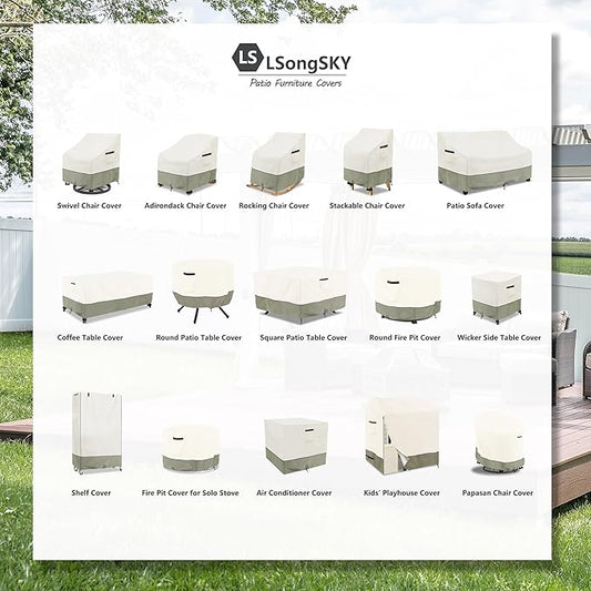 Patio Adirondack Chair Cover 2 Pack,Waterproof Heavy Duty Outdoor Chair Covers,Patio Adirondack Chair Cover for Outdoor Chair(33 W x 35 D x 36 H inches),Beige