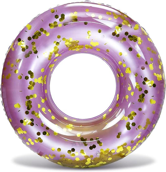 POZA Inflatable Pool Float Tube – Sparkly Confetti Swim Ring, Heavy Duty UV Resistant Inflatable Tube Pool Float for Kids & Adults – Multiple Colors & Sizes – Beach, Lake & Pool Party Float