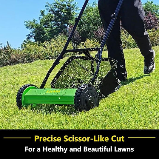 Push Lawn Mower, 16-Inch 5-Blade Walk-Behind Manual Push Reel Lawn Mower - Cordless, Adjustable Height for Effortless Yard & Garden Grass Cutting
