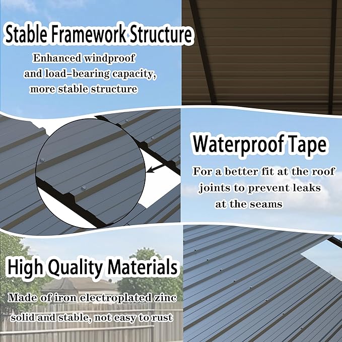 Heavy Duty Metal Carport 20x20 ft Galvanized Steel Frame RV Carport Storage All Weather Shelter Easy Assembly for 2 Car Extra Large Canopy for Dual Vehicle Boat Protection Garage (20x20 FT)
