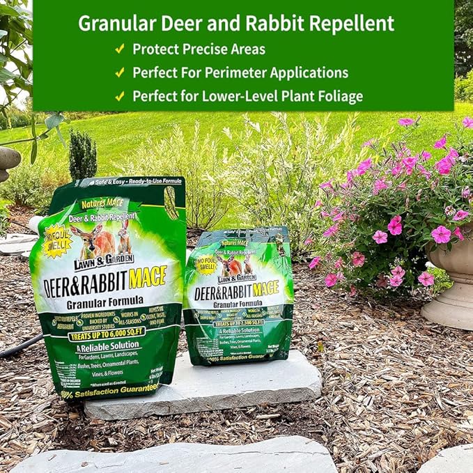 Nature's MACE Deer Repellent Granular, 6 Pounds, Repel Deer from Your Garden, Yard, Flowers, Protect Plants Fast, Deer Repellent for Plants, Create a Deer Free Barrier, Deer and Rabbit Repellent