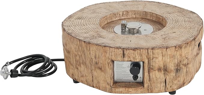 Propane Fire Pit Table, 28" MGO Firepits for Outside, Round Gas Fire Pit for Outside Patio, Propane Fire Table with Rocks for Deck, Backyard, Tank Not Included, 30,000BTU, Brown