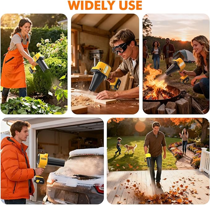 OGERY Brushless Leaf Blower Cordless with Lights, Powerful Electric Leaf Blowers with 2 x 3.0Ah Batteries & Fast Charging, 700CFM 900G Wind Pressure Handheld Blower for Lawn Care Yard Garden, Yellow