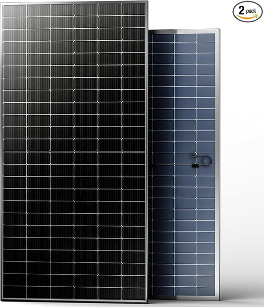 JJN 550 Watt Bifacial Solar Panels 2PCS,12/24/48 Volt 1100 Watt Solar Panel,Monocrystalline for Homes Rooftop Farm RV and Off-Grid Applications
