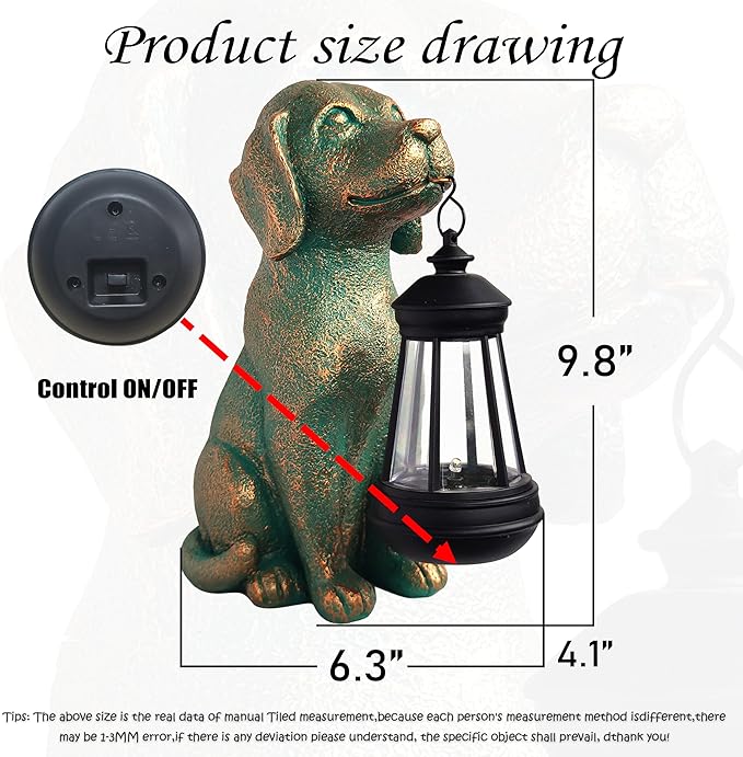RCTTICUU Dog Garden Statue Outdoor Décor with Solar Lights Lantern,Dog Solar Light Figurines Outside Decorations for Yard，Lawn ,Patio, Balcony, Unique Housewarming Gifts