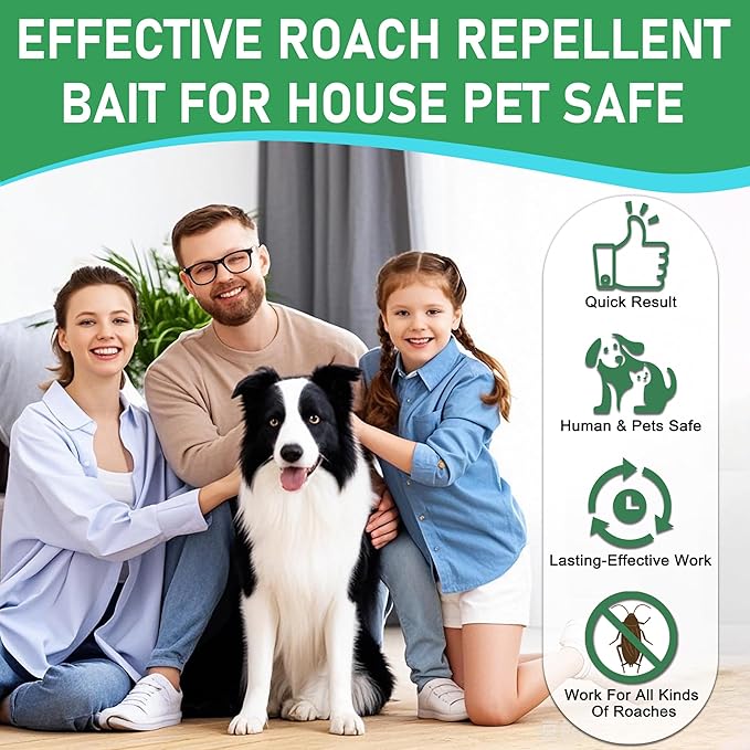 40 Pack Roach Repellent Cockroach Gel Bait Indoor Outdoor, Effective Cockroach Repellent Fast Acting Elimination of Indoor Roach Nests, Long-Lasting and Safe Family