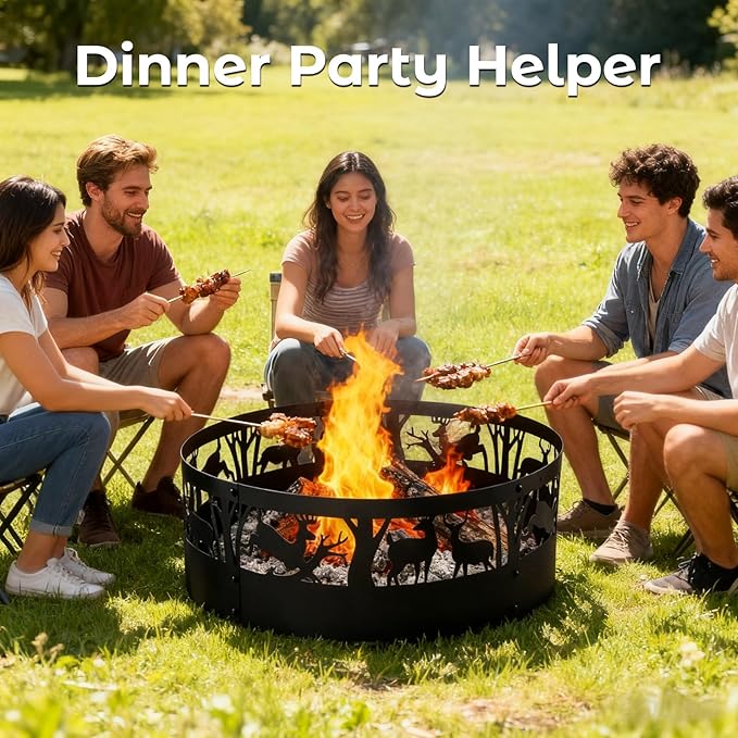 Fire Pit Ring Heavy Duty: 36X12Inch Smokeless Steel Insert for Outdoor Camping Garden Patio Backyard