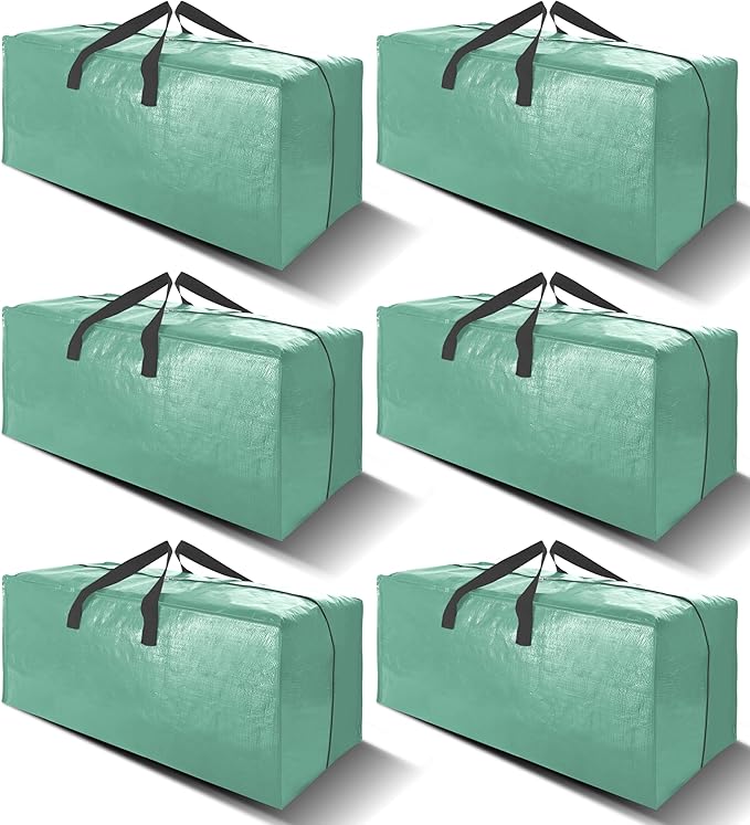 6 Pack Heavy Duty Large Moving Bags W/Backpack Straps - Strong Handles & Zippers, Storage Totes For Space Saving, Fold Flat, Alternative to Moving Box and Storage Bin, Teal