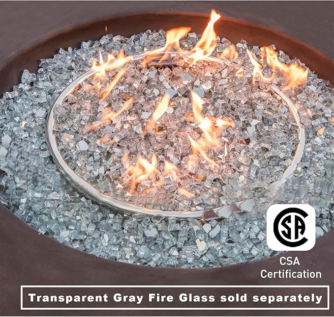 COSIEST 2-Piece Outdoor Propane Firepit Table Set w Tank Table, Certified, 42 inch Dark Fire Table (50,000 BTU) w 16 inches Tank Cover Side Table 20lb for Garden,Pool,Backyard