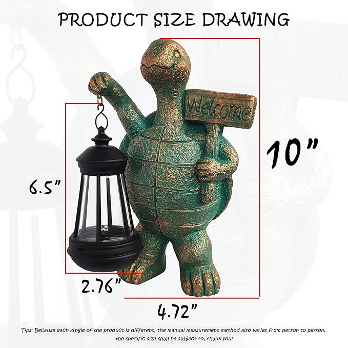 RCTTICUU Turtle Garden Statue Outdoor Décor with Solar Lights Lantern,Turtle Solar Light Figurines Outside Decorations for Yard，Lawn ,Patio, Balcony, Unique Housewarming Gifts