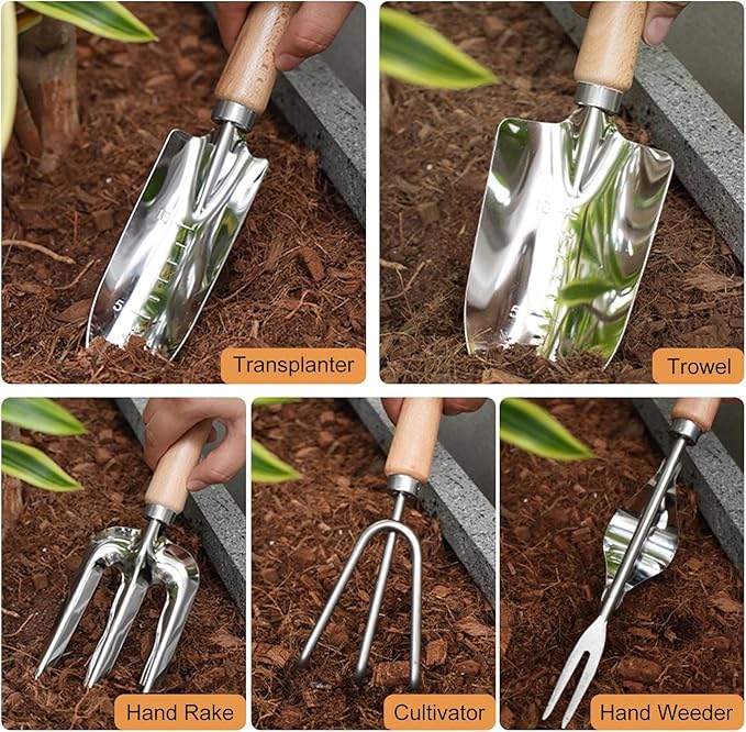 Gardening Tools Set, Gardening Gifts for Men Fathers Day, Heavy Duty Garden Hand Tools with Crossbody Garden Tote Bag, Rust-Proof Garden Tools for Yard Work Planting