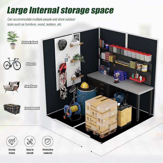 Resin Storage Shed 6x6ft, Outdoor Storage Sheds with Floor, Window, Lockable Doors and Vents, 12mm Thick pp Board, Tool Shed for Bike, Garden, Backyard, Lawn (Dark Gray, 6 * 6ft)