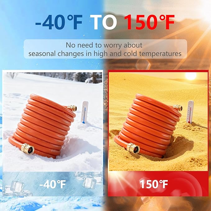 5/8" x 3ft Hybrid Garden Hose, Custom Length, -40°F to 150°, All-weather, NO Kink, Flexible, Leakproof water Hose With Additional Customizable Solid GHT Fittings