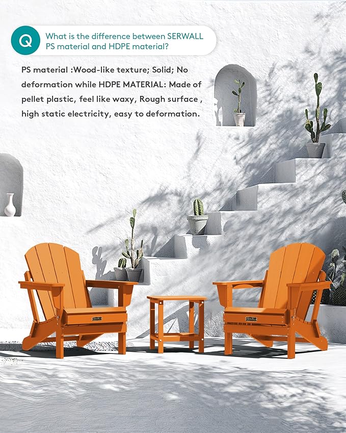 SERWALL Adirondack Chair Set of 8 for Patio Garden Outdoors Fire Pit- Apricot