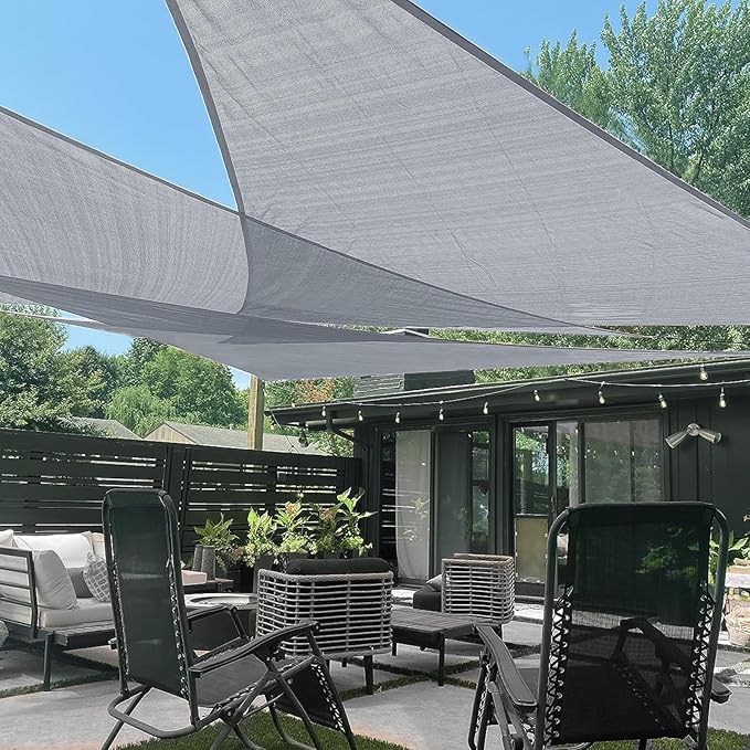 LOVE STORY 13' x 13' x13' Triangle Sun Shade Sail Sunshade Sail UV Block for Patio Garden, Silver Grey