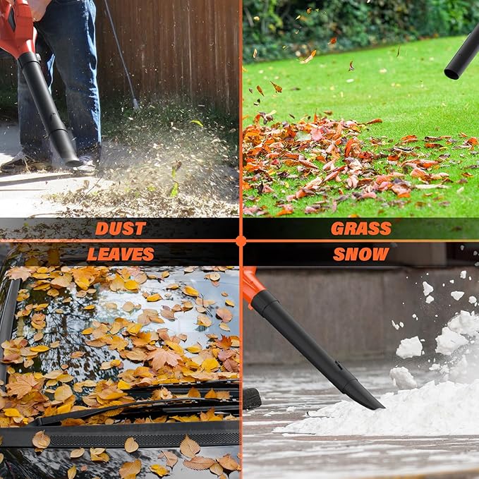 SOYUS Leaf Blower, 20V Leaf Blower Cordless with 2x2.0Ah Battery and Charger, 150 MPH Electric Leaf Blowers with Two-Speed Mode, Blowers for Lawn Care, Debris Dust Cleaning(Orange)