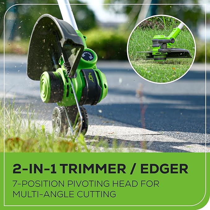 Greenworks 40V Cordless Yard Tool Combo Kit with 2.0Ah Battery & Charger – 13" Auto Feed String Trimmer and 350 CFM Leaf Blower, Includes 3 Bonus Spools
