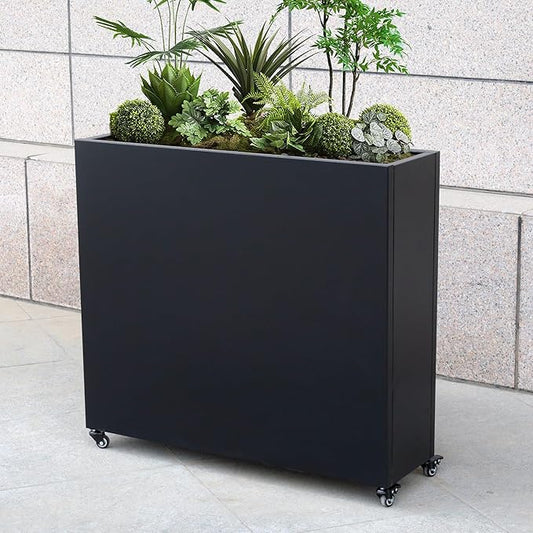 Modern Metal Planter Box with Lockable Wheels (40” x 36” x 12”) – Sleek Indoor/Outdoor Divider for Plants & Flowers – Durable Powder-Coated Steel – Minimalist Design (3)