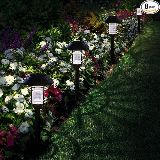 Azirier Solar Lights Outdoor Waterproof, 8 Pack LED Solar Garden Lights for Yard, Patio, Walkway, Landscape, Planter