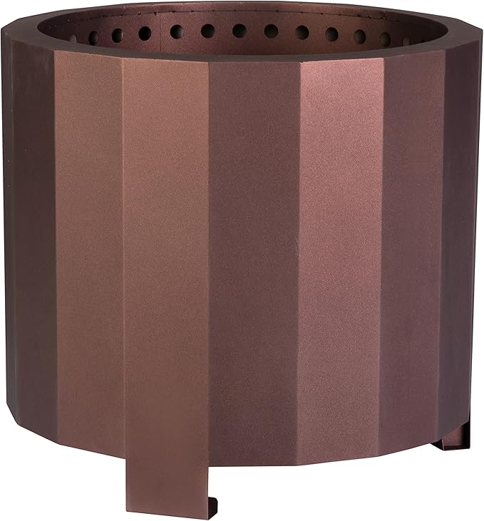 Flash Furniture Titus Commercial Grade Wood Burning Smokeless Outdoor Firepit - Bronze Finish - 19.5 inches - Portable - Waterproof Cover