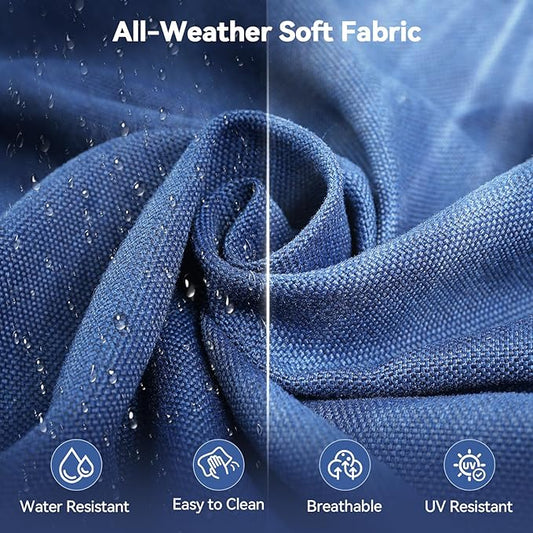 6" Thick Outdoor Cushions 24x24x6, 9-Set Deep Seat Patio Cushions with Removable Cover, Waterproof & Fade Resistant Replacement for Wicker Chair, Loveseat, Sofa - Blue