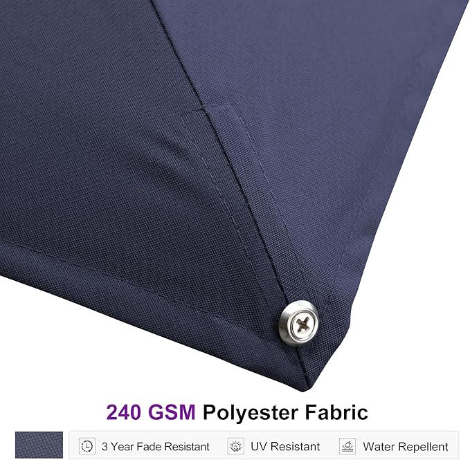 PURPLE LEAF 11' X 15' Rectangle Patio Umbrella Large Cantilever Outdoor Aluminum Offset Umbrella with 360-degree Rotation for Garden Deck Backyard Pool Navy Blue