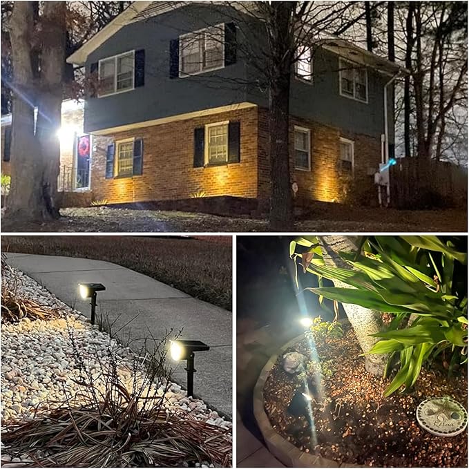 GKGG Solar Lights Outdoor Waterproof IP65, Solar Powered 76 LED 3 Lighting Modes Solar Spot Lights Outdoor for Yard Garden Landscape Pathway (Warm White, 4 Pack)