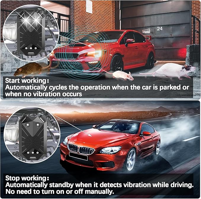 2PACK Mouse Repellent for Cars, Rodent Repellent for Car Engines Under Hood, Mouse Deterrents That Work for from Car Engines, Room, Indoors with Strobe Light Battery Powered Keep (Eagle)