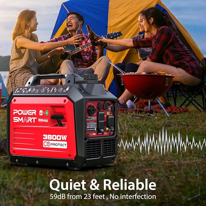 PowerSmart 3800-Watt Portable Inverter Generator with Dual Fuel, CO Protect, 30 amp for RV, Home Use and Emergency Backup