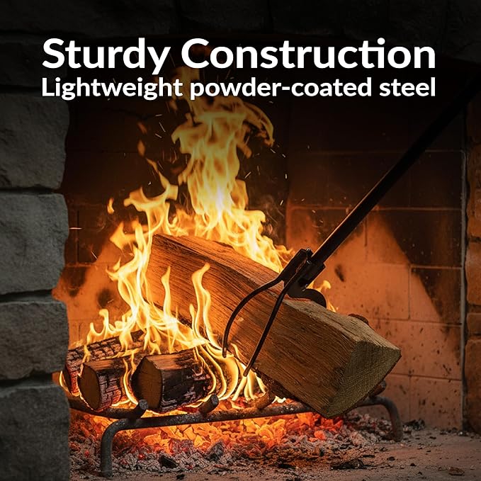 Sunnydaze 36-Inch Log Grabber Tongs - Outdoor Fire Pit Tongs - Spring Lever Action - Black