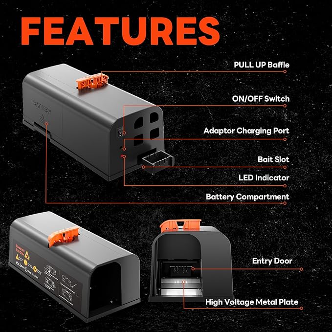 Electric Mouse Trap, 2 Pack Indoor Reusable Electric Mouse Trap Zapper with Anti-Escape Design & Dual Power, Electronic Rat Trap with No-Touch Cleaning for Kitchen, Garage