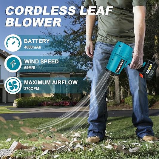V-MODEST Electric Leaf Blower, Handheld Leaf Blower 500,000RPM Brushless with 4.0Ah Battery, Lightweight Cordless Leaf blowers for Garage Yard Car Deck Cleaning Blowing Leaves Dust Debris
