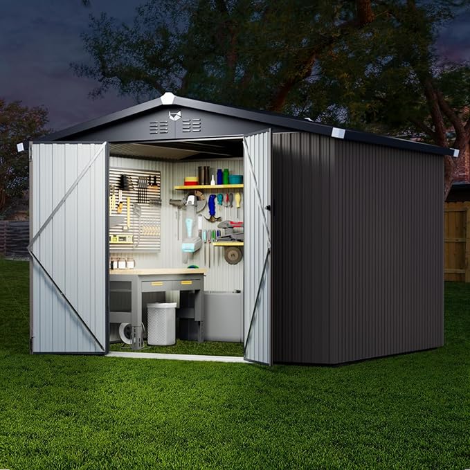 Outdoor Storage Shed 10x8 FT,Metal Tool Sheds,Waterproof Outside Storage Shed,Large Storage Building with Lockable Door