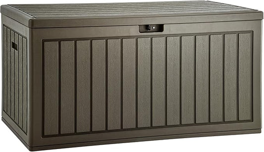 YITAHOME 90 Gallon Large Deck Box with Side Handles, Outdoor Double-Wall Storage for Patio Furniture Cushions, Garden Pool Accessories, Waterproof & Lockable
