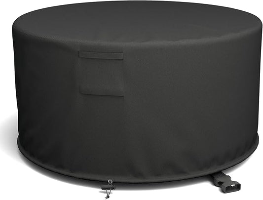 50'' Round Fire Pit Cover, Fits Wood Burning Firepit, Fire Pit Grill, or Fire Pit Ring DIY Process, Waterproof & Windproof, 50 Dia x 24 H