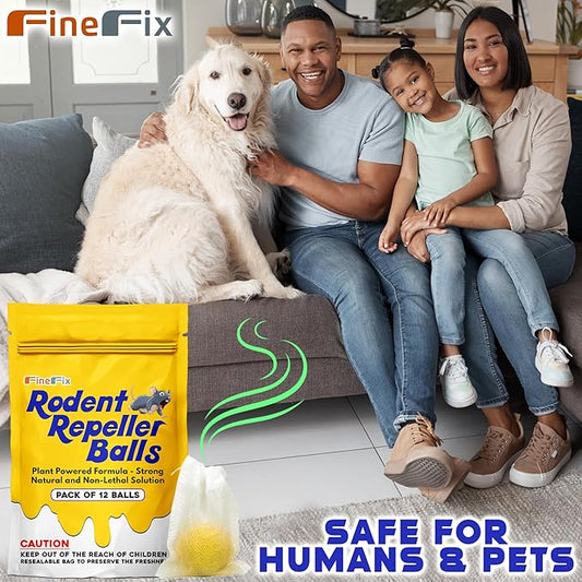 FineFix Moth Balls, 12 Pack Mouse Repellent Balls for Outdoor Use, Natural Rat and Mice Deterrent, Get Rid of Rodents from Garage, RV, Barn, Boat, Garden, and Home
