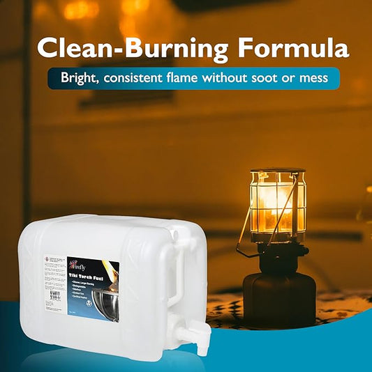 Firefly Tiki Torch Fuel – Clean-Burning Outdoor Lamp Oil for Tiki Torches and Lanterns. Low Smoke, Pure, Odorless Formula, Long-Lasting – Outdoor Patio & Garden Use - 5 Gallons