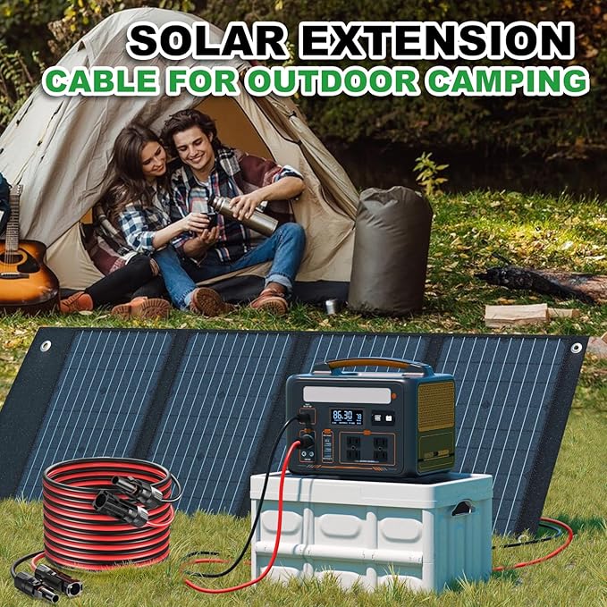 Oududianzi Solar Extension Cable 50Ft, Solar Wire 10AWG, 10 Gauge Tinned Copper PV Wire, Solar Panel Wires and Connectors for Home Roofs RV Boat Camping Solar Panels