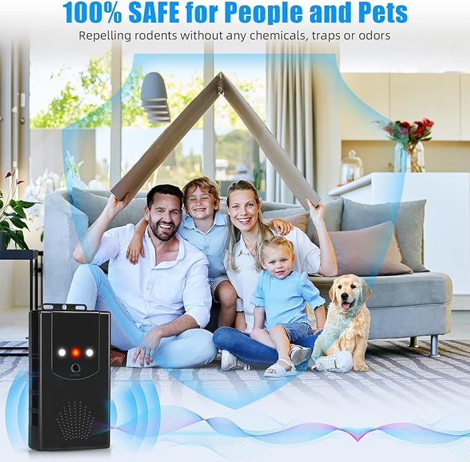 Rodent Repellent for Car Engine,Ultrasonic Mouse Repellent Car Rodent Repeller Under Hood Battery Operated Rat Deterrent with Flashing Lights,Keep Squirrels Rats Mice Out of Attic Outdoors Indoors