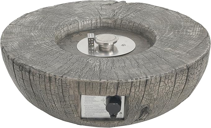 Propane Fire Pit Table, 28" MGO Firepits for Outside, Round Gas Fire Pit for Outside Patio, Propane Fire Table with Rocks and Weather Protection Cover, Not Tank Cover, 30,000BTU, Light Gray