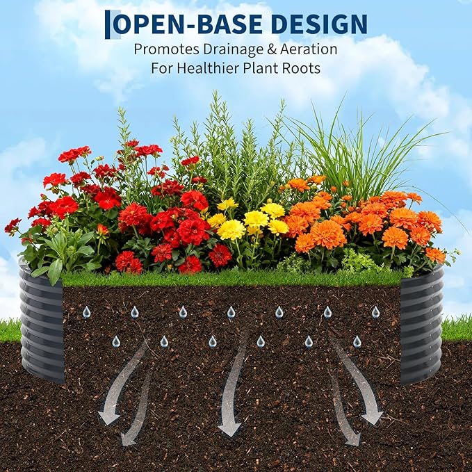 Oval Galvanized Raised Garden Bed Kit with Zippered PVC Cover, Easy Assembly, Thick Metal Outdoor Planter Box for Vegetables, Flowers, Patio Gardening, Grey