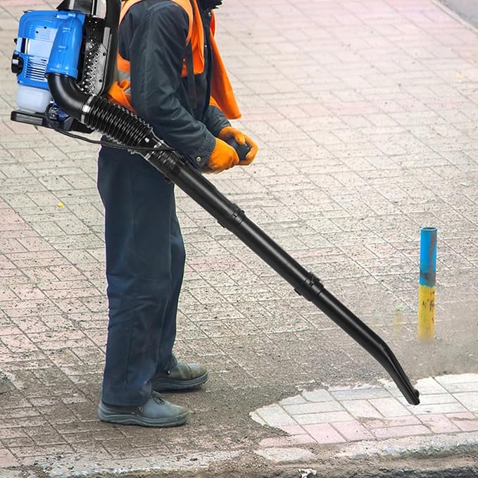 Reheyre 75.6CC Backpack Leaf Blower, 750CFM 205MPH 4-Stroke Engine Gas Leaf Blower Back Pack Leaf Blowers Gas Leaf & Snow Blower for Lawn, Garden & Commercial Use Blue BBX9900