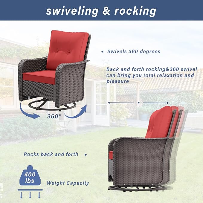 11 Pieces Patio Furniture Set with 2 Swivel Chairs Patio Furniture Outdoor Sectional Sofas with 55000 Gas Fire Pit Patio Conversation Set w/7-Cushions