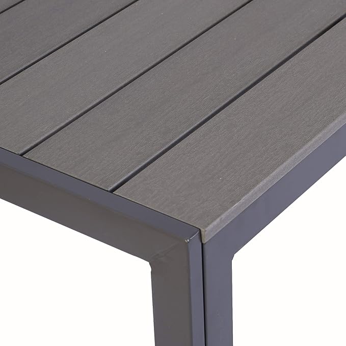 Kozyard Coolmen Outdoor Patio Indoor Dining Table Rectangle 35.6'x58.9' and Wood Like Laminate Table Top for 6 Person Porch Deck Garden(Brown)